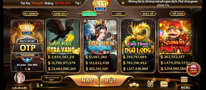 Những tựa nổ hũ Hitclub hot đình đám