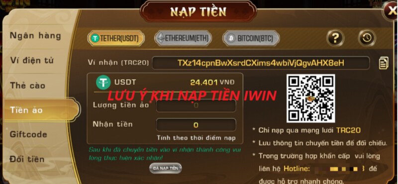 Lưu ý khi Nạp tiền nổ hũ Iwin