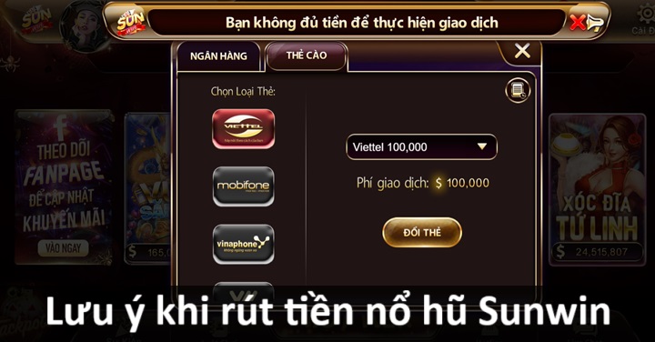 Lưu ý để tránh gặp sự cố khi rút tiền Sunwin 