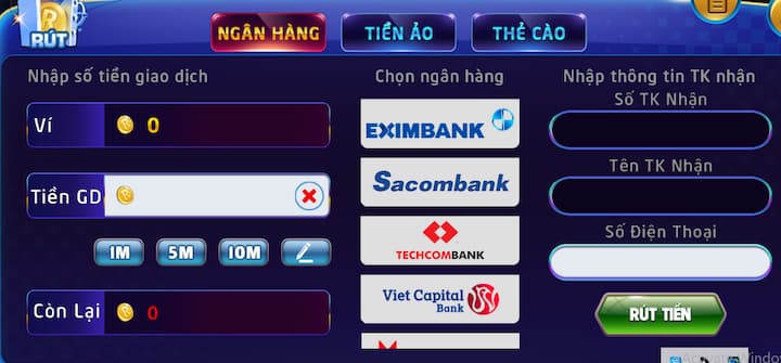 Đa dạng phương thức rút tiền nổ hũ Rikvip
