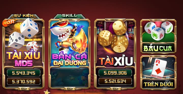 Các sảnh game cá cược hấp dẫn nhất tại King52