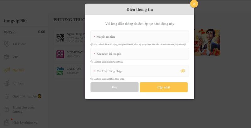 Hướng dẫn nạp và rút tiền tại nhà cái RS8