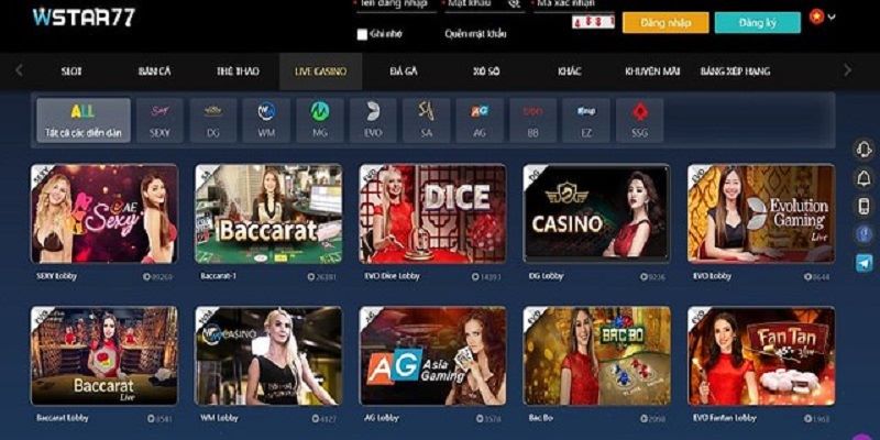 Tổng hợp các thể loại game cá cược có tại Wstar77