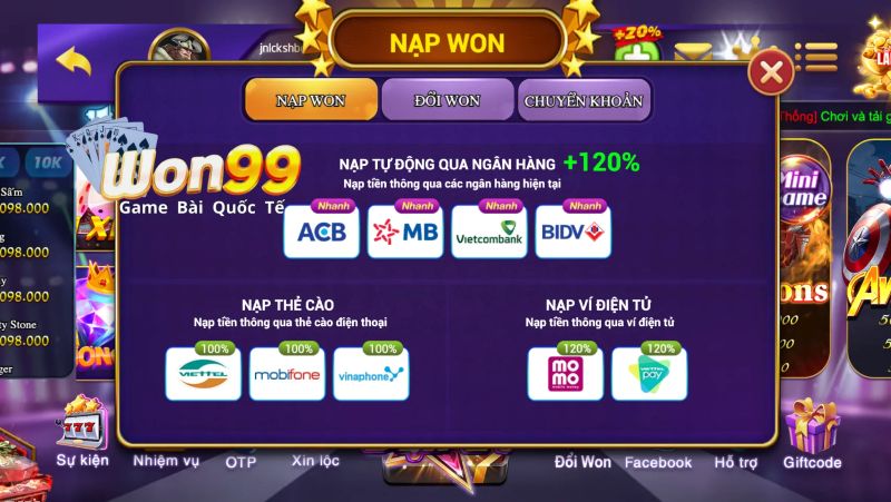 Top 3 sản phẩm game bài trực tuyến ăn khách Won99
