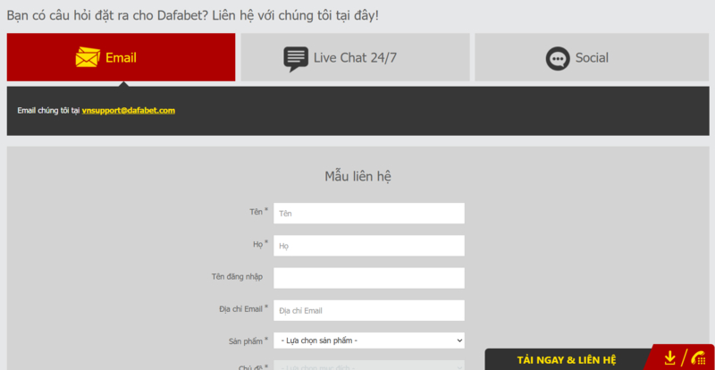 Những hình thức liên hệ Dafabet