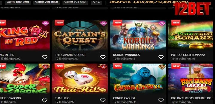 Một số siêu phẩm game 12bet